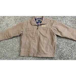 Burks Bay Zippered Brown Canvas Jacket With Flannel Liner NRA Logo Mens Size XL